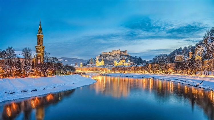 Salzburg with Salzach river, Austria 