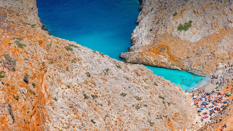 克里特岛上的海滩，希腊 