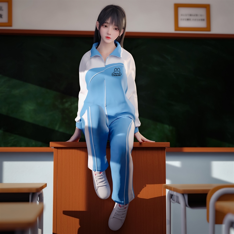 最新麻匪动漫少女系列，清纯校服少女教室坐在桌子上的4k原图少女壁纸
