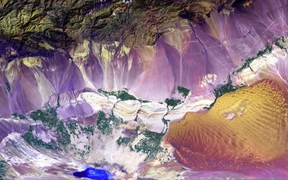 中国 ，吐鲁番盆地鸟瞰图
