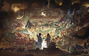 敦煌奇妙夜，动漫奇幻唯美艺术插画背景4k高清壁纸
