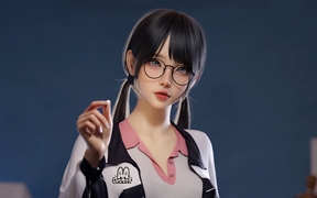 戴眼镜的麻匪是个可爱的女学生，动漫少女穿着校服双马尾辫的4K电脑高清动漫壁纸
