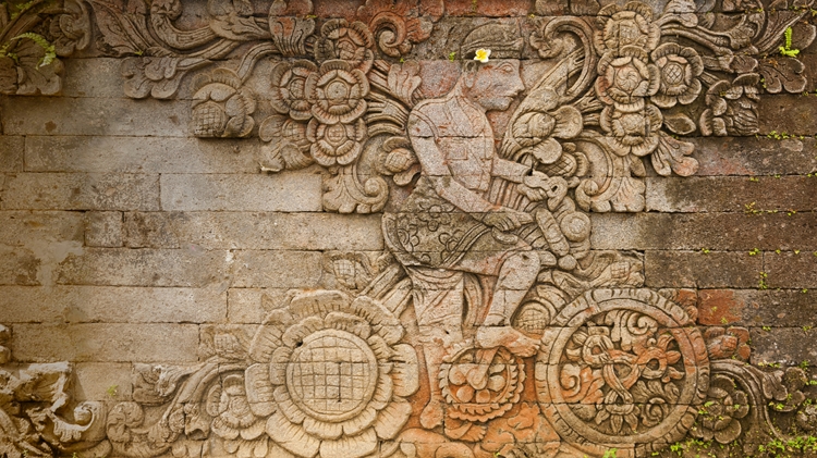印度尼西亚巴厘岛 ，the Pura Meduwe Karang神庙中雕刻艺术家W.O.J.Nieuwenkamp的作...