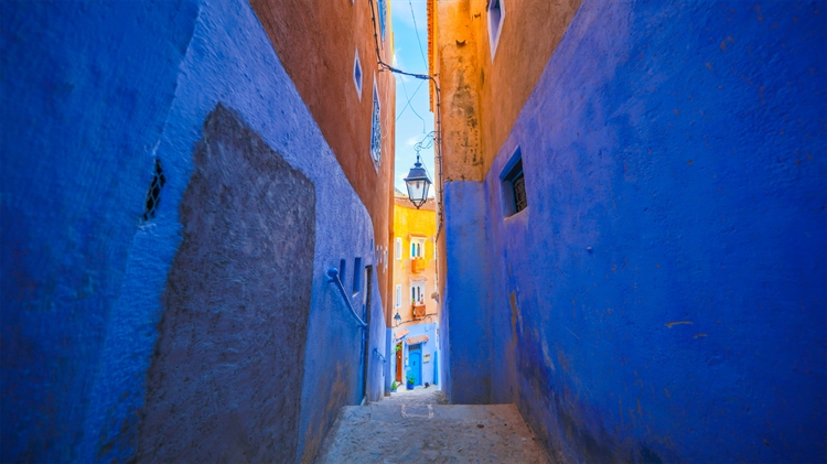 摩洛哥 ，舍夫沙万的蓝色墙壁