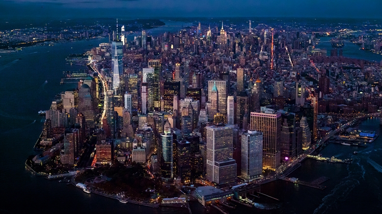 曼哈顿鸟瞰图，纽约市，美国 