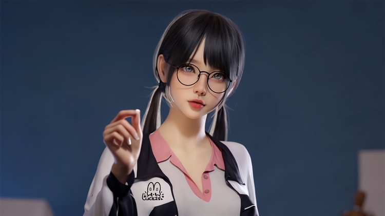 戴眼镜的麻匪是个可爱的女学生，动漫少女穿着校服双马尾辫的4K电脑高清动漫壁纸
