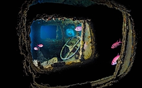 沉船蓝蓟花号的残骸 ，在红海