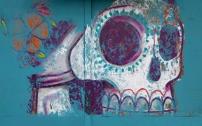 墨西哥 ，瓦哈卡的鬼节骷髅壁画