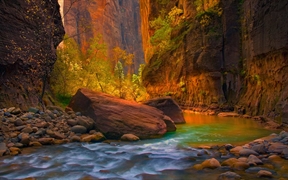 犹他州，锡安国家公园的处女河