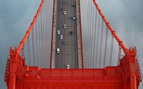 美国加利福尼亚州 ，旧金山金门大桥鸟瞰图