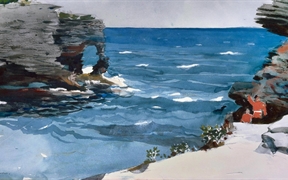 波士顿美术馆收藏的画家温斯洛·霍默的水彩画Rocky Shore 