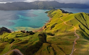 新西兰 ，马尔堡峡湾鸟瞰图