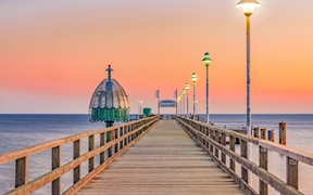 Zinnowitz pier on Usedom island in the Baltic Sea, Germany 