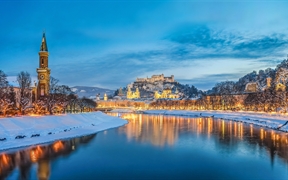 Salzburg with Salzach river, Austria （奥地利共和国萨尔茨堡州首府）