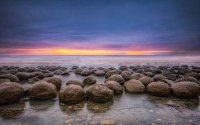 保龄球海滩的日落，门多西诺县，加利福尼亚，美国 